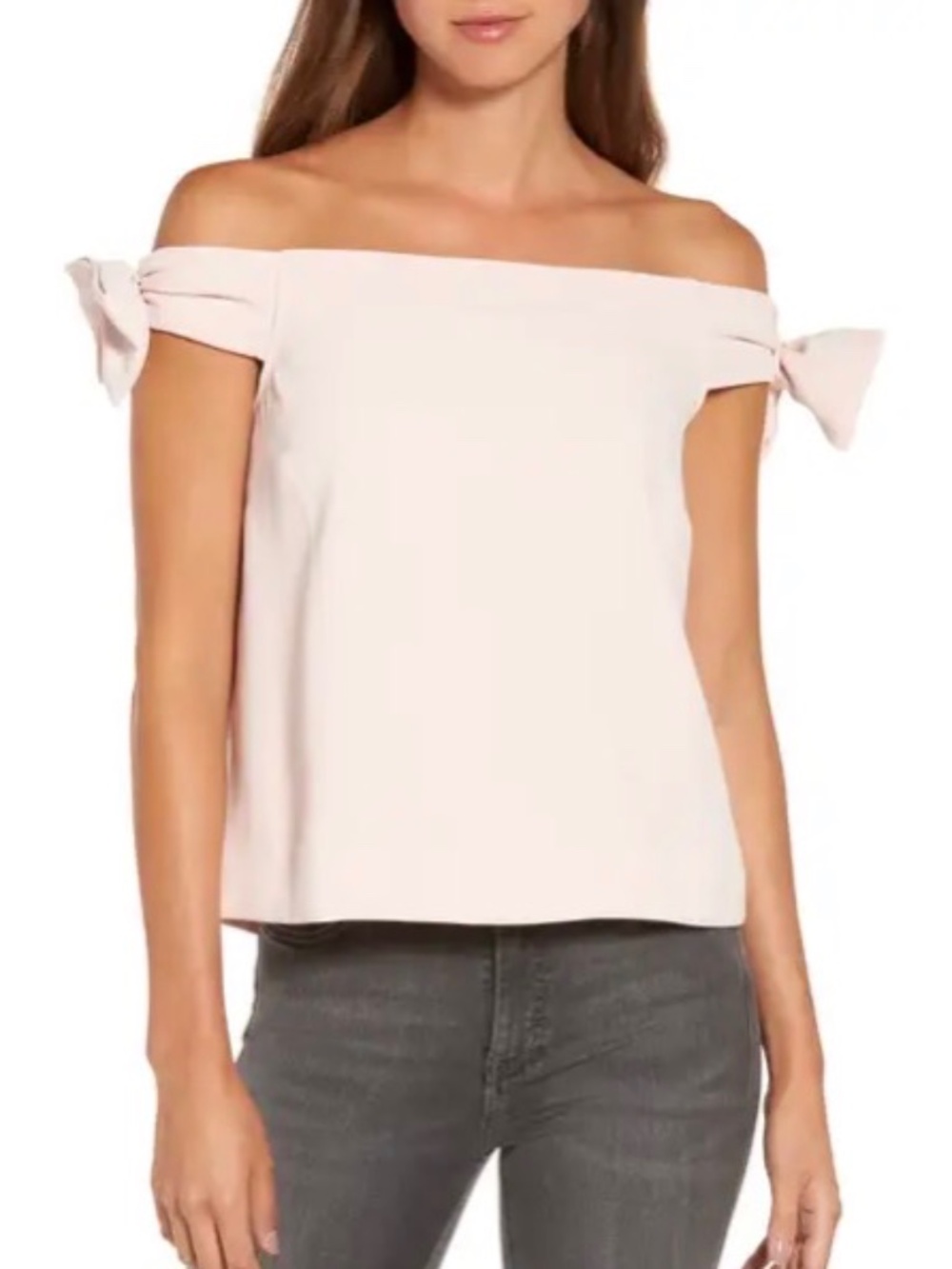 Chelsea28 Off Shoulder Bow Shoulder Light Pink Top NWOT  SZ S